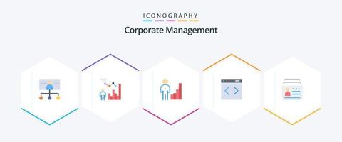 Corporate Management 25 Flat icon pack including system. content. management. management. corporate vector
