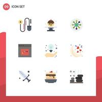 Mobile Interface Flat Color Set of 9 Pictograms of strategy business cell user communication Editable Vector Design Elements