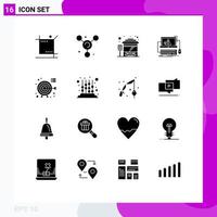 Modern Set of 16 Solid Glyphs and symbols such as goals system bus failure crash Editable Vector Design Elements