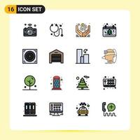 User Interface Pack of 16 Basic Flat Color Filled Lines of design tree dollar christmas calendar Editable Creative Vector Design Elements