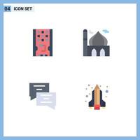 Pack of 4 Modern Flat Icons Signs and Symbols for Web Print Media such as disk pray solid masjid education Editable Vector Design Elements