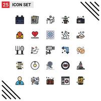 Set of 25 Modern UI Icons Symbols Signs for tape recording things job nature internet Editable Vector Design Elements