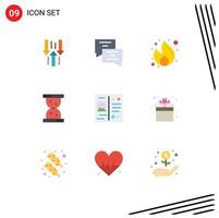 Group of 9 Modern Flat Colors Set for postcard watch business hour seo Editable Vector Design Elements