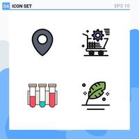 Set of 4 Modern UI Icons Symbols Signs for location tube cart online laboratory Editable Vector Design Elements