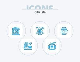 City Life Blue Icon Pack 5 Icon Design. . garbage. life. life. play ground vector