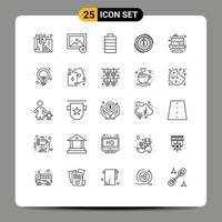 Modern Set of 25 Lines Pictograph of idea cake consumption sweet reduce Editable Vector Design Elements