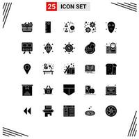 conjunto de 25 iconos de ui modernos símbolos signos para el equipo espacial ferroviario galaxy amor elementos de diseño vectorial editables vector