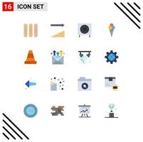 User Interface Pack of 16 Basic Flat Colors of construction cone bass ice cream subwoofer Editable Pack of Creative Vector Design Elements