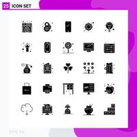 Universal Icon Symbols Group of 25 Modern Solid Glyphs of electricity tambourine smart phone musical instrument Editable Vector Design Elements