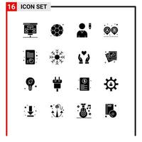 16 Universal Solid Glyph Signs Symbols of strategic management profile growth route Editable Vector Design Elements
