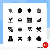 Solid Glyph Pack of 16 Universal Symbols of celebration water hospital can drink Editable Vector Design Elements