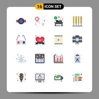 Set of 16 Modern UI Icons Symbols Signs for glasses wheat desk food reception Editable Pack of Creative Vector Design Elements