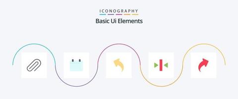 Paquete de iconos planos de 5 elementos básicos de la interfaz de usuario, incluido arriba. medios de comunicación. flecha. espalda. tocar vector