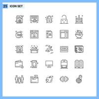Editable Vector Line Pack of 25 Simple Lines of business parental phone off unlock Editable Vector Design Elements
