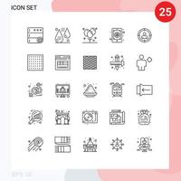 Stock Vector Icon Pack of 25 Line Signs and Symbols for mobile inbox balloons email party Editable Vector Design Elements