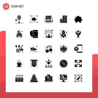 Pictogram Set of 25 Simple Solid Glyphs of clinic hospital secure game shop Editable Vector Design Elements