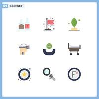 Set of 9 Modern UI Icons Symbols Signs for bed new plant call headset Editable Vector Design Elements