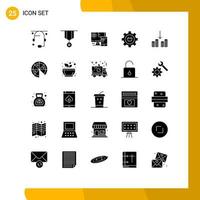 Pack of 25 Modern Solid Glyphs Signs and Symbols for Web Print Media such as gear e star configuration education Editable Vector Design Elements