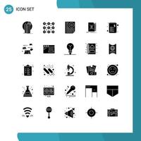 Universal Icon Symbols Group of 25 Modern Solid Glyphs of mail letter security note page Editable Vector Design Elements