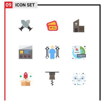 9 Thematic Vector Flat Colors and Editable Symbols of usability prototype building lo monastery Editable Vector Design Elements