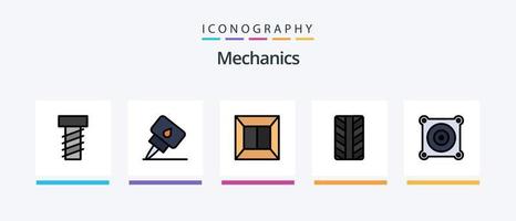 La línea mecánica llenó el paquete de 5 íconos que incluye . cinturón. mecánico. diseño de iconos creativos vector