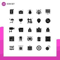 Modern Set of 25 Solid Glyphs and symbols such as contact idea fruit money financial Editable Vector Design Elements