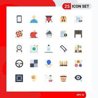 25 Thematic Vector Flat Colors and Editable Symbols of package box human performance dashboard Editable Vector Design Elements