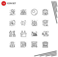 Set of 16 Modern UI Icons Symbols Signs for right direction device arrows money Editable Vector Design Elements