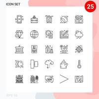 25 iconos creativos, signos y símbolos modernos de análisis, bolsas de impresión, etiquetas de impresora, elementos de diseño vectorial editables vector