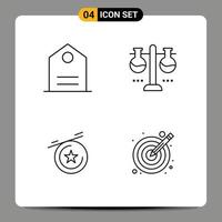 4 iconos creativos signos y símbolos modernos de medalla básica laboratorio químico matraz de prueba ilustración elementos de diseño vectorial editables vector