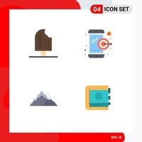 Modern Set of 4 Flat Icons and symbols such as beach landscape ice digital marketing nature Editable Vector Design Elements