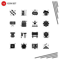 16 Universal Solid Glyphs Set for Web and Mobile Applications instrument platform house internet hosting Editable Vector Design Elements