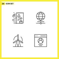 4 User Interface Line Pack of modern Signs and Symbols of digital energy globe world communication Editable Vector Design Elements