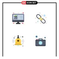 4 Universal Flat Icon Signs Symbols of buy back to school display link bell Editable Vector Design Elements