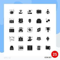 25 User Interface Solid Glyph Pack of modern Signs and Symbols of conclusion study hand formula chemistry Editable Vector Design Elements