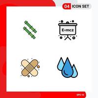 4 User Interface Filledline Flat Color Pack of modern Signs and Symbols of bamboo biology emc band aid learn Editable Vector Design Elements