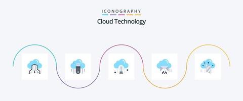 Cloud Technology Flat 5 Icon Pack Including email. cloud. cloud. light. data vector