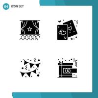 Editable Vector Line Pack of Simple Solid Glyphs of cinema love performance heart decoration Editable Vector Design Elements
