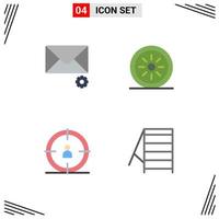 4 iconos planos vectoriales temáticos y símbolos editables de elementos de diseño vectorial editables de herramientas seo de alimentos de construcción de correo vector