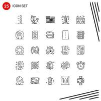 Pack of 25 creative Lines of radio tower synth technology synthesizer Editable Vector Design Elements