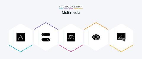 Multimedia 25 Glyph icon pack including . image. vector
