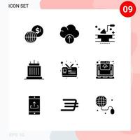 Group of 9 Modern Solid Glyphs Set for id real building property estate Editable Vector Design Elements