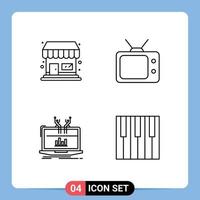 Stock Vector Icon Pack of 4 Line Signs and Symbols for shop online television analysis audio Editable Vector Design Elements