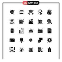 Pack of 25 Modern Solid Glyphs Signs and Symbols for Web Print Media such as zoom search irish scan protection Editable Vector Design Elements