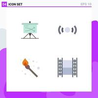 Pack of 4 creative Flat Icons of strategic ux planning essential fire Editable Vector Design Elements