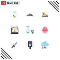 Set of 9 Modern UI Icons Symbols Signs for cyber connection mountain boot hiking Editable Vector Design Elements