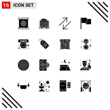 Universal Icon Symbols Group of 16 Modern Solid Glyphs of web online arrow commerce flag Editable Vector Design Elements
