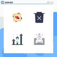 4 Creative Icons Modern Signs and Symbols of card trash marriage card bin success Editable Vector Design Elements