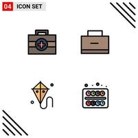 Set of 4 Modern UI Icons Symbols Signs for hospital spring bag school bag office Editable Vector Design Elements
