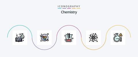 Chemistry Line Filled Flat 5 Icon Pack Including chemistry. study. medicine. science. chemical vector